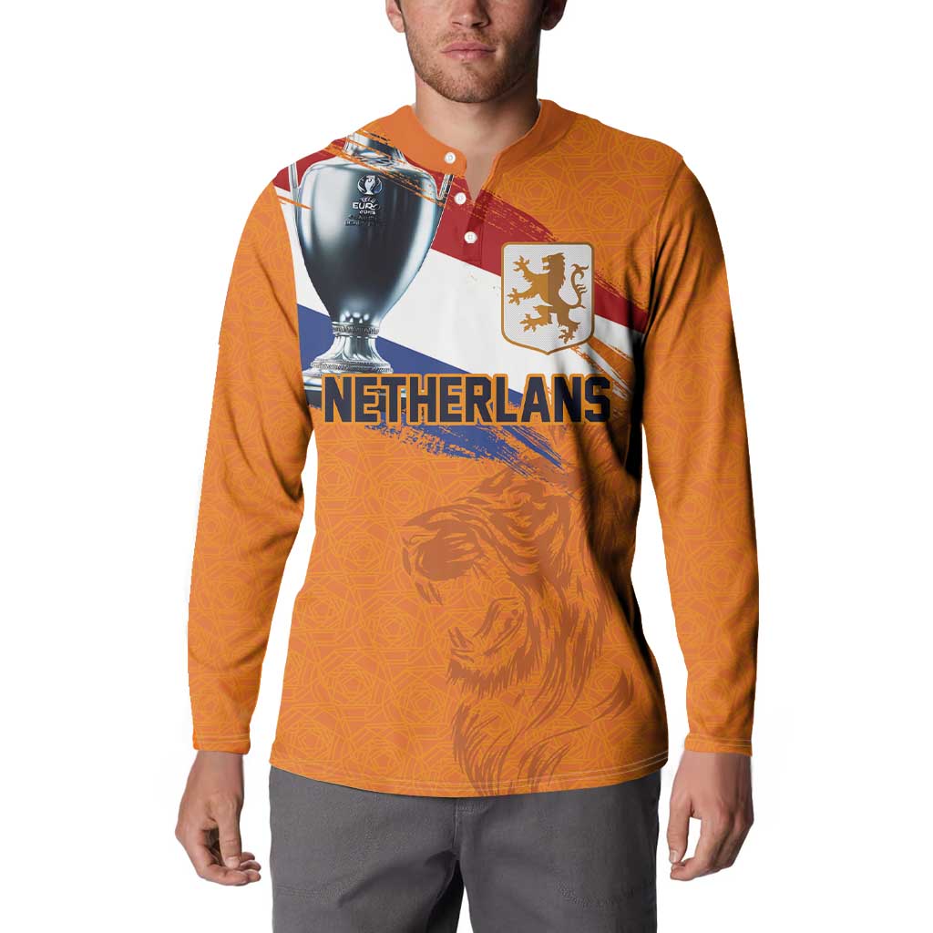 Custom Netherlands Football 2024 Road To The Champion Button Sweatshirt Oranje Holland Clockwork Orange The Flying Home Color - Wonder Print Shop