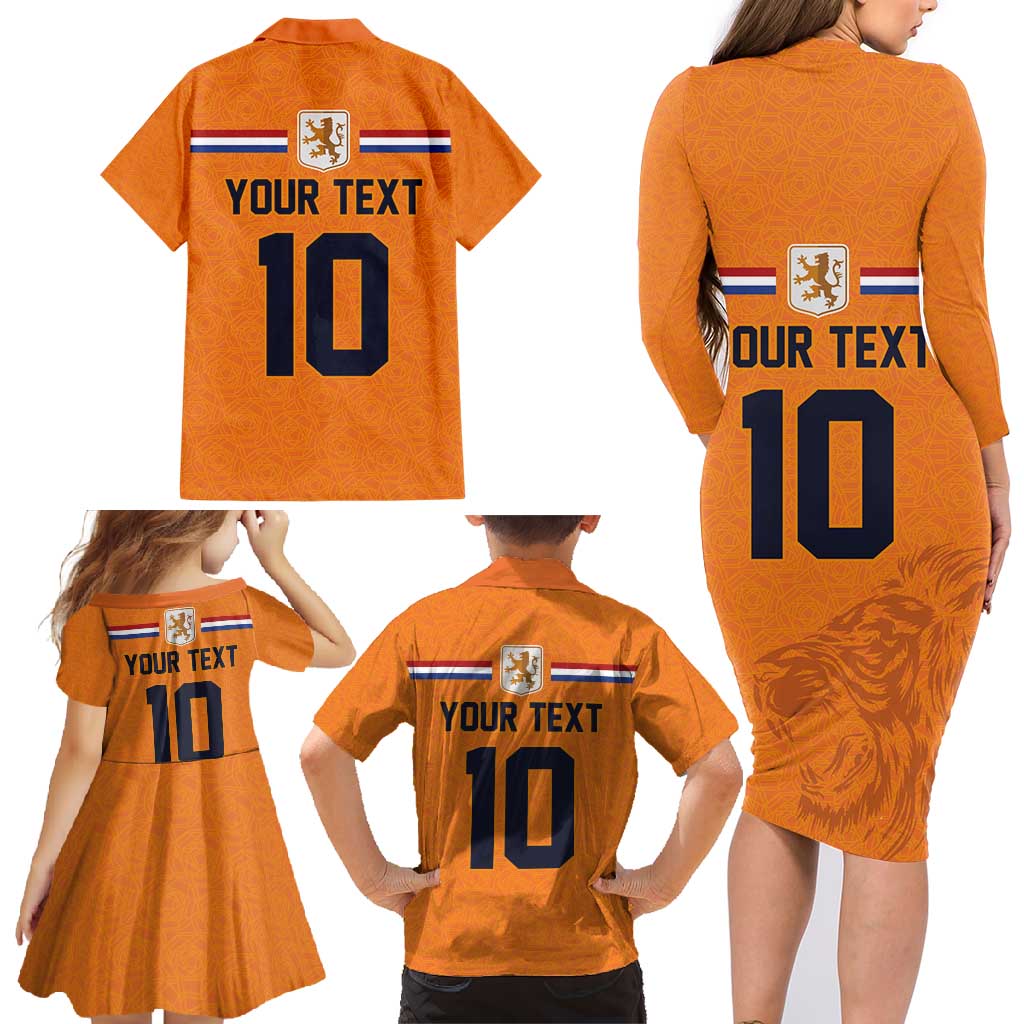 Custom Netherlands Football 2024 Road To The Champion Family Matching Long Sleeve Bodycon Dress and Hawaiian Shirt Oranje Holland Clockwork Orange The Flying Home Color - Wonder Print Shop