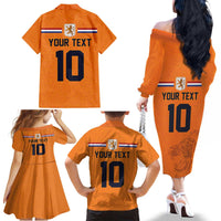 Custom Netherlands Football 2024 Road To The Champion Family Matching Off The Shoulder Long Sleeve Dress and Hawaiian Shirt Oranje Holland Clockwork Orange The Flying Home Color - Wonder Print Shop