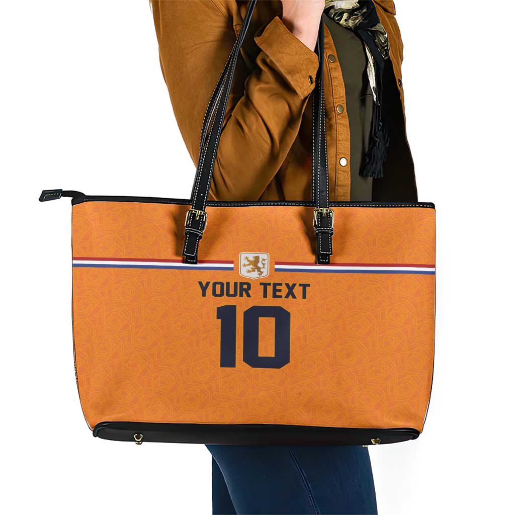Custom Netherlands Football 2024 Road To The Champion Leather Tote Bag Oranje Holland Clockwork Orange The Flying Home Color - Wonder Print Shop
