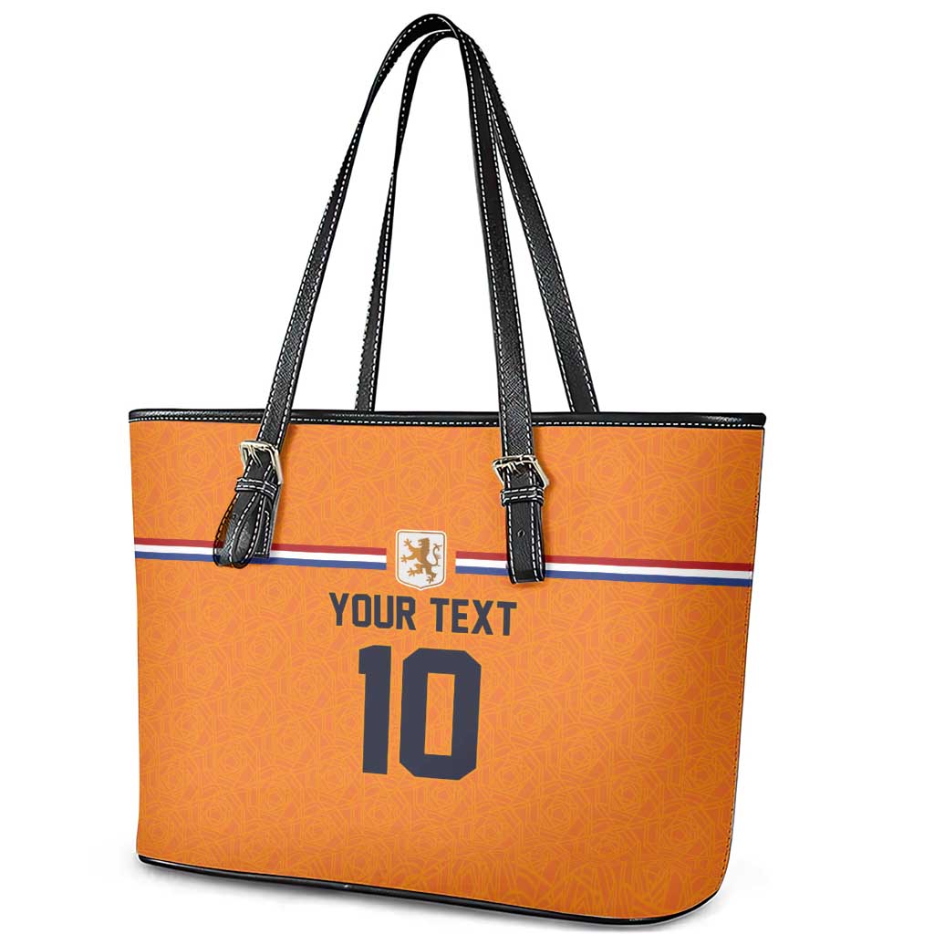 Custom Netherlands Football 2024 Road To The Champion Leather Tote Bag Oranje Holland Clockwork Orange The Flying Home Color - Wonder Print Shop