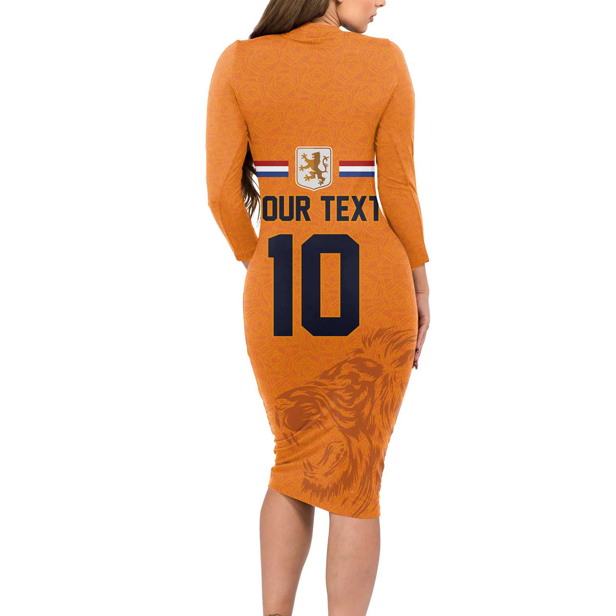 Custom Netherlands Football 2024 Road To The Champion Long Sleeve Bodycon Dress Oranje Holland Clockwork Orange The Flying Home Color - Wonder Print Shop