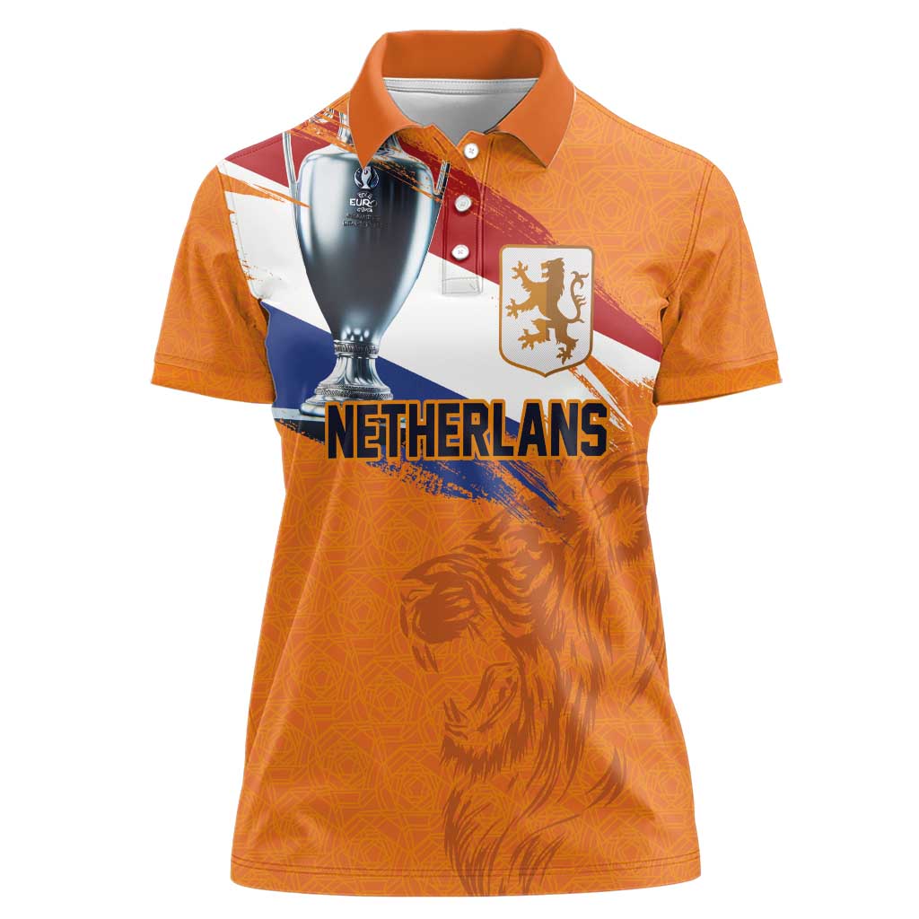 Custom Netherlands Football 2024 Road To The Champion Women Polo Shirt Oranje Holland Clockwork Orange The Flying Home Color - Wonder Print Shop
