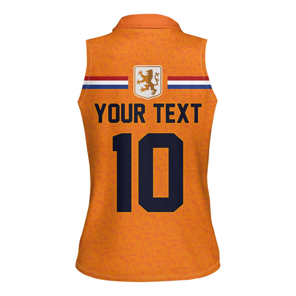 Custom Netherlands Football 2024 Road To The Champion Women Sleeveless Polo Shirt Oranje Holland Clockwork Orange The Flying Home Color - Wonder Print Shop