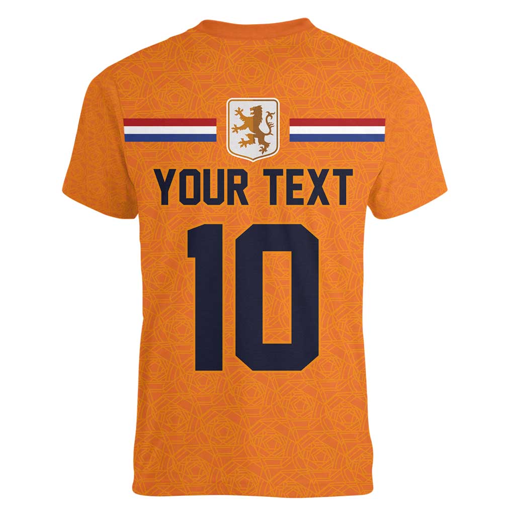 Custom Netherlands Football 2024 Road To The Champion Women V-Neck T-Shirt Oranje Holland Clockwork Orange The Flying Home Color - Wonder Print Shop