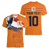 Custom Netherlands Football 2024 Road To The Champion Women V-Neck T-Shirt Oranje Holland Clockwork Orange The Flying Home Color - Wonder Print Shop