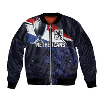 Custom Netherlands Football 2024 Road To The Champion Sleeve Zip Bomber Jacket Oranje Holland Clockwork Orange The Flying Away Color - Wonder Print Shop