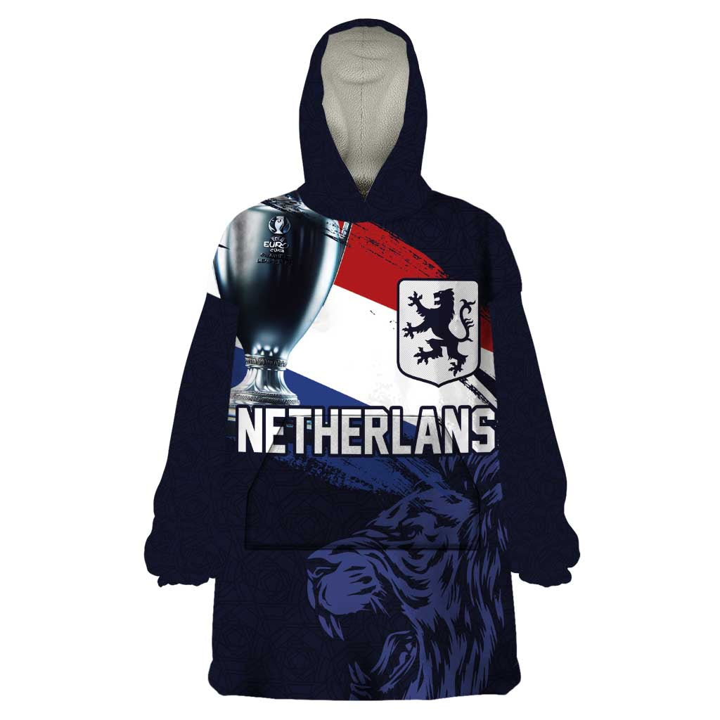 Custom Netherlands Football 2024 Road To The Champion Wearable Blanket Hoodie Oranje Holland Clockwork Orange The Flying Away Color - Wonder Print Shop