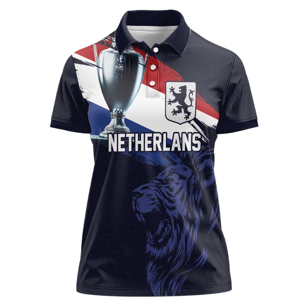 Custom Netherlands Football 2024 Road To The Champion Women Polo Shirt Oranje Holland Clockwork Orange The Flying Away Color - Wonder Print Shop