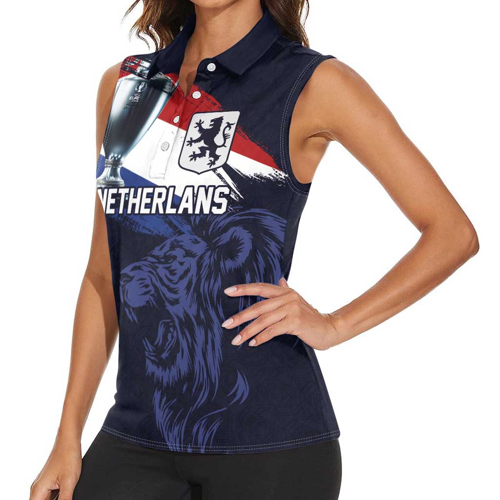 Custom Netherlands Football 2024 Road To The Champion Women Sleeveless Polo Shirt Oranje Holland Clockwork Orange The Flying Away Color - Wonder Print Shop