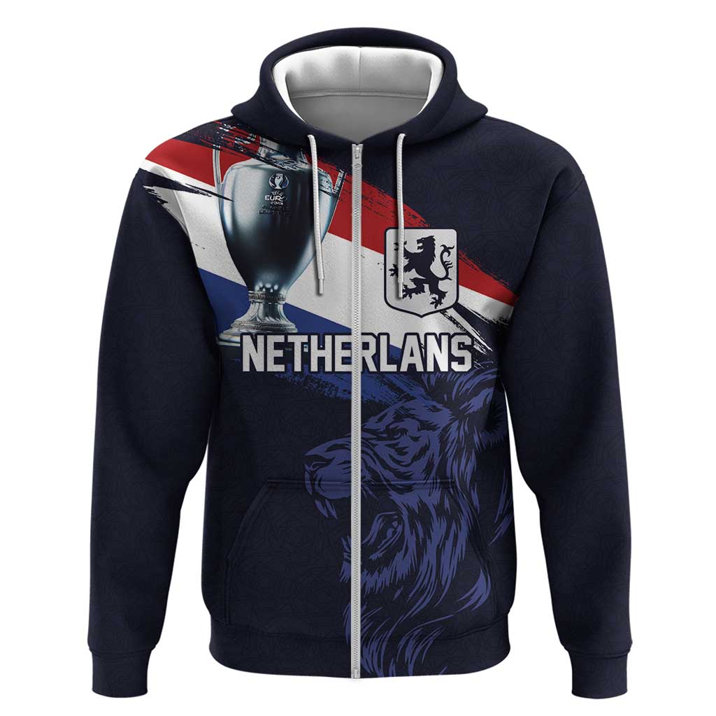 Custom Netherlands Football 2024 Road To The Champion Zip Hoodie Oranje Holland Clockwork Orange The Flying Away Color - Wonder Print Shop