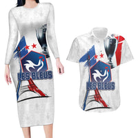 Custom Le Blues Football 2024 Road To The Champion Couples Matching Long Sleeve Bodycon Dress and Hawaiian Shirt - Wonder Print Shop