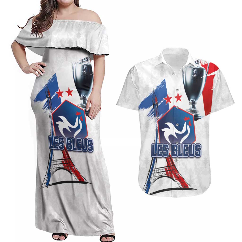 Custom Le Blues Football 2024 Road To The Champion Couples Matching Off Shoulder Maxi Dress and Hawaiian Shirt - Wonder Print Shop