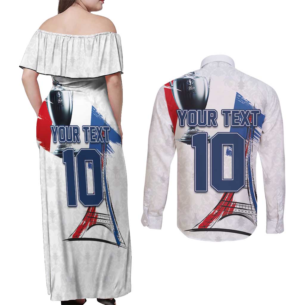 Custom Le Blues Football 2024 Road To The Champion Couples Matching Off Shoulder Maxi Dress and Long Sleeve Button Shirt - Wonder Print Shop