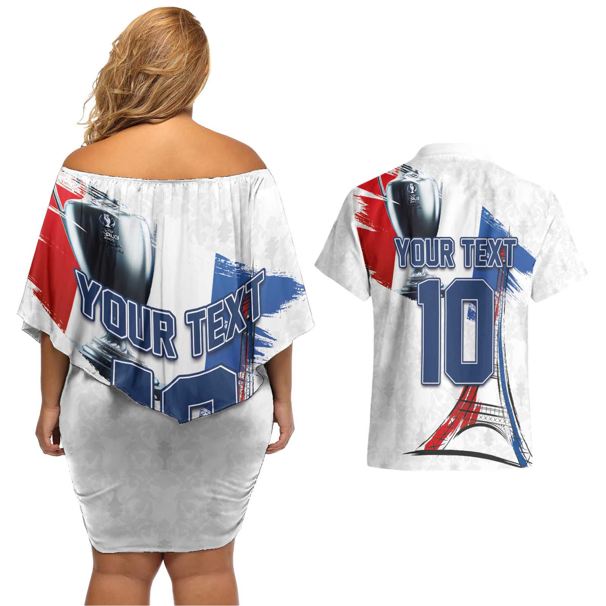 Custom Le Blues Football 2024 Road To The Champion Couples Matching Off Shoulder Short Dress and Hawaiian Shirt - Wonder Print Shop