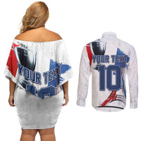 Custom Le Blues Football 2024 Road To The Champion Couples Matching Off Shoulder Short Dress and Long Sleeve Button Shirt - Wonder Print Shop