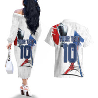 Custom Le Blues Football 2024 Road To The Champion Couples Matching Off The Shoulder Long Sleeve Dress and Hawaiian Shirt - Wonder Print Shop