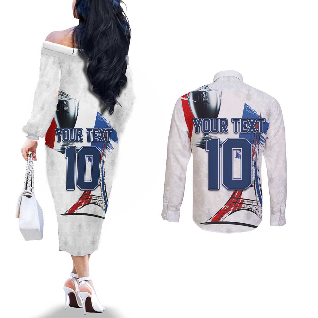 Custom Le Blues Football 2024 Road To The Champion Couples Matching Off The Shoulder Long Sleeve Dress and Long Sleeve Button Shirt