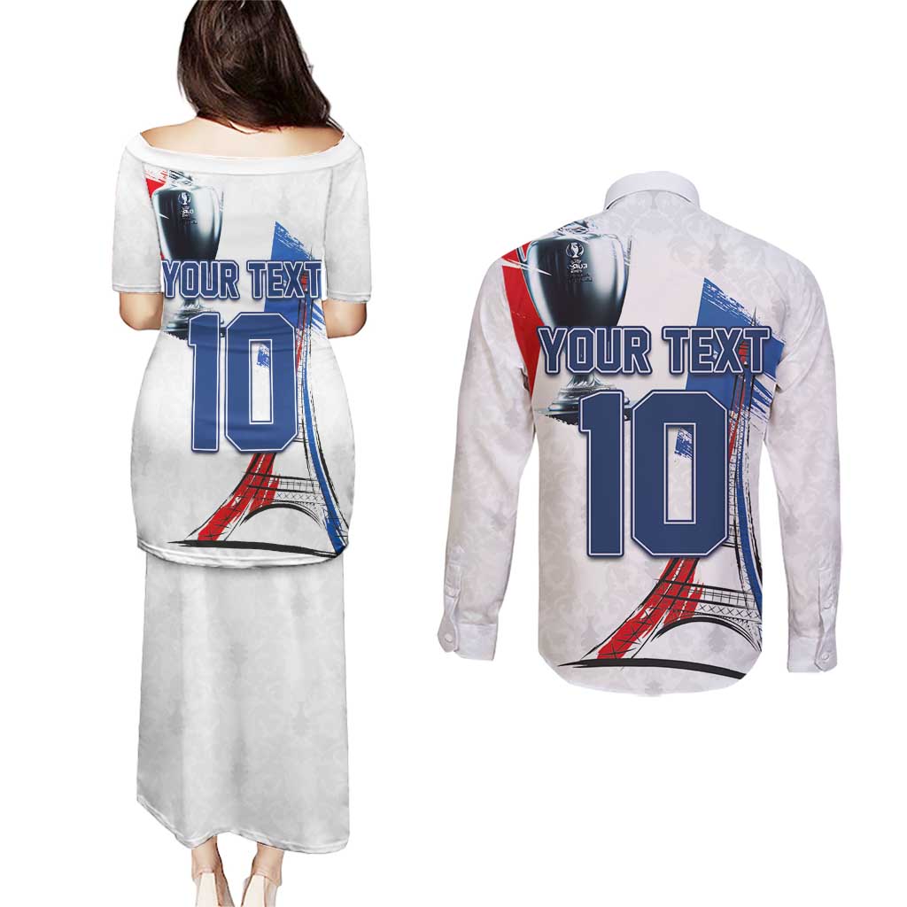 Custom Le Blues Football 2024 Road To The Champion Couples Matching Puletasi and Long Sleeve Button Shirt - Wonder Print Shop