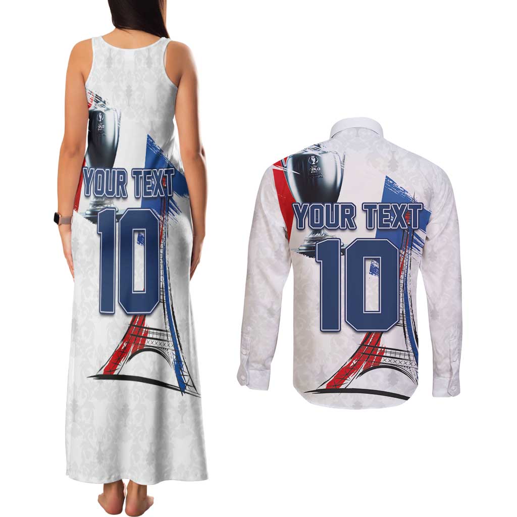 Custom Le Blues Football 2024 Road To The Champion Couples Matching Tank Maxi Dress and Long Sleeve Button Shirt - Wonder Print Shop