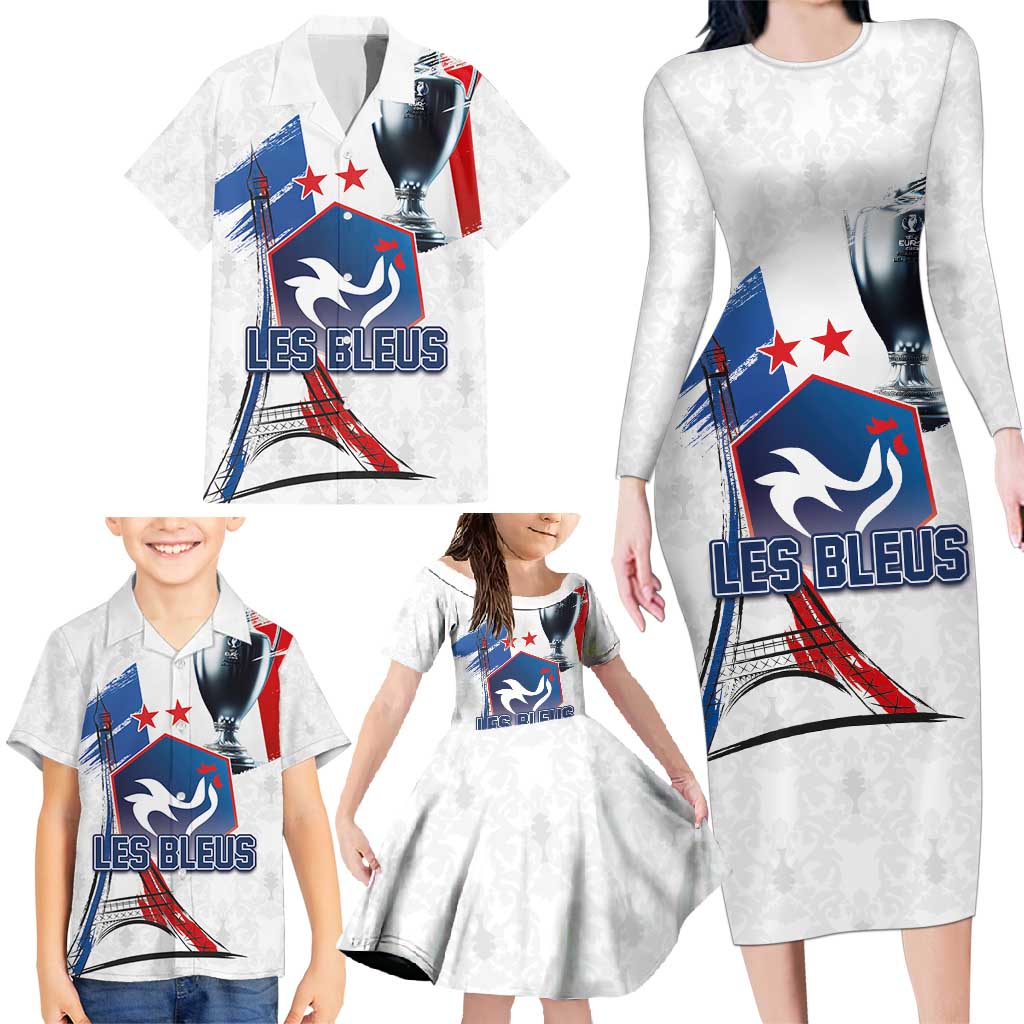 Custom Le Blues Football 2024 Road To The Champion Family Matching Long Sleeve Bodycon Dress and Hawaiian Shirt - Wonder Print Shop