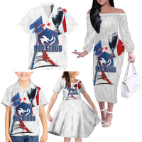 Custom Le Blues Football 2024 Road To The Champion Family Matching Off The Shoulder Long Sleeve Dress and Hawaiian Shirt - Wonder Print Shop