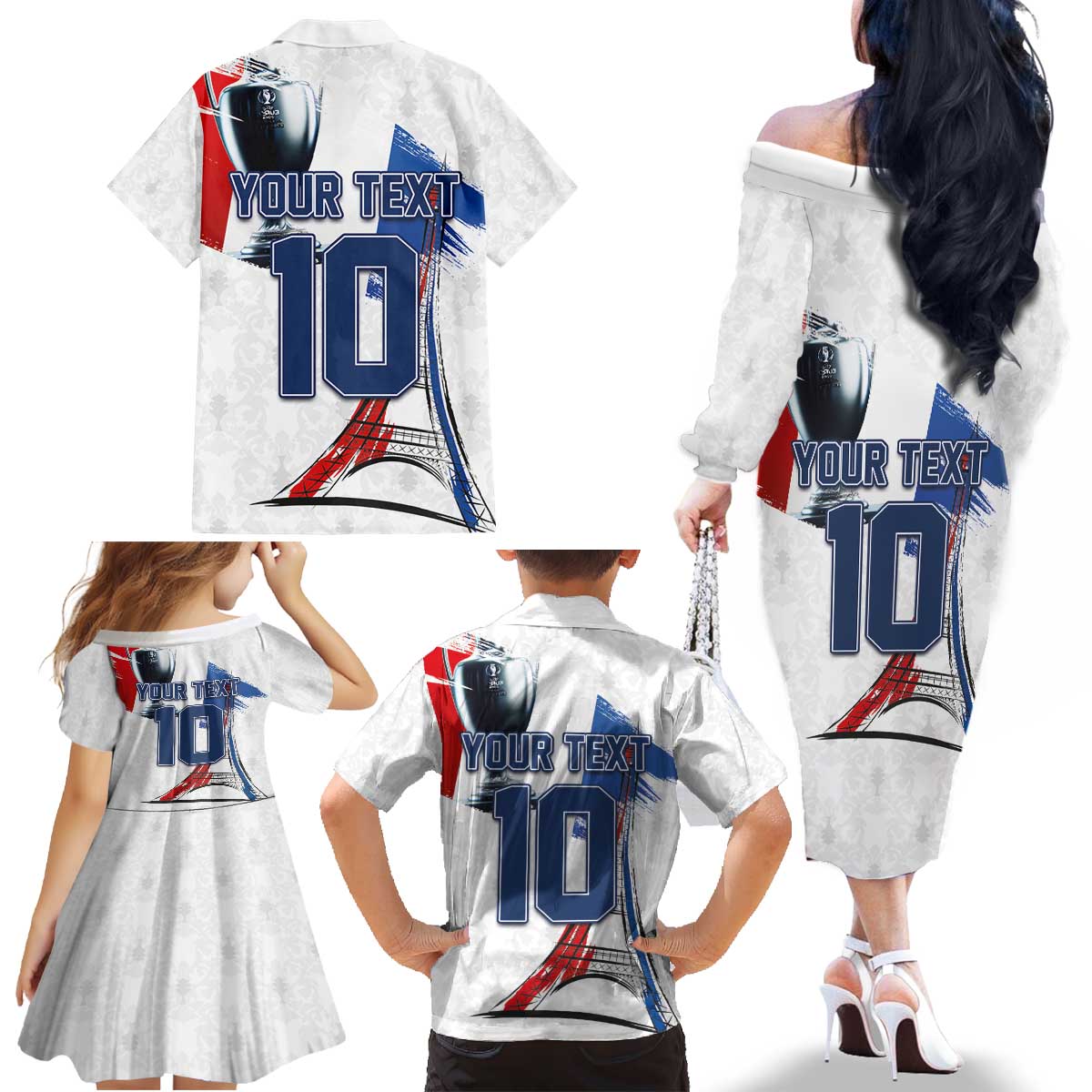 Custom Le Blues Football 2024 Road To The Champion Family Matching Off The Shoulder Long Sleeve Dress and Hawaiian Shirt - Wonder Print Shop