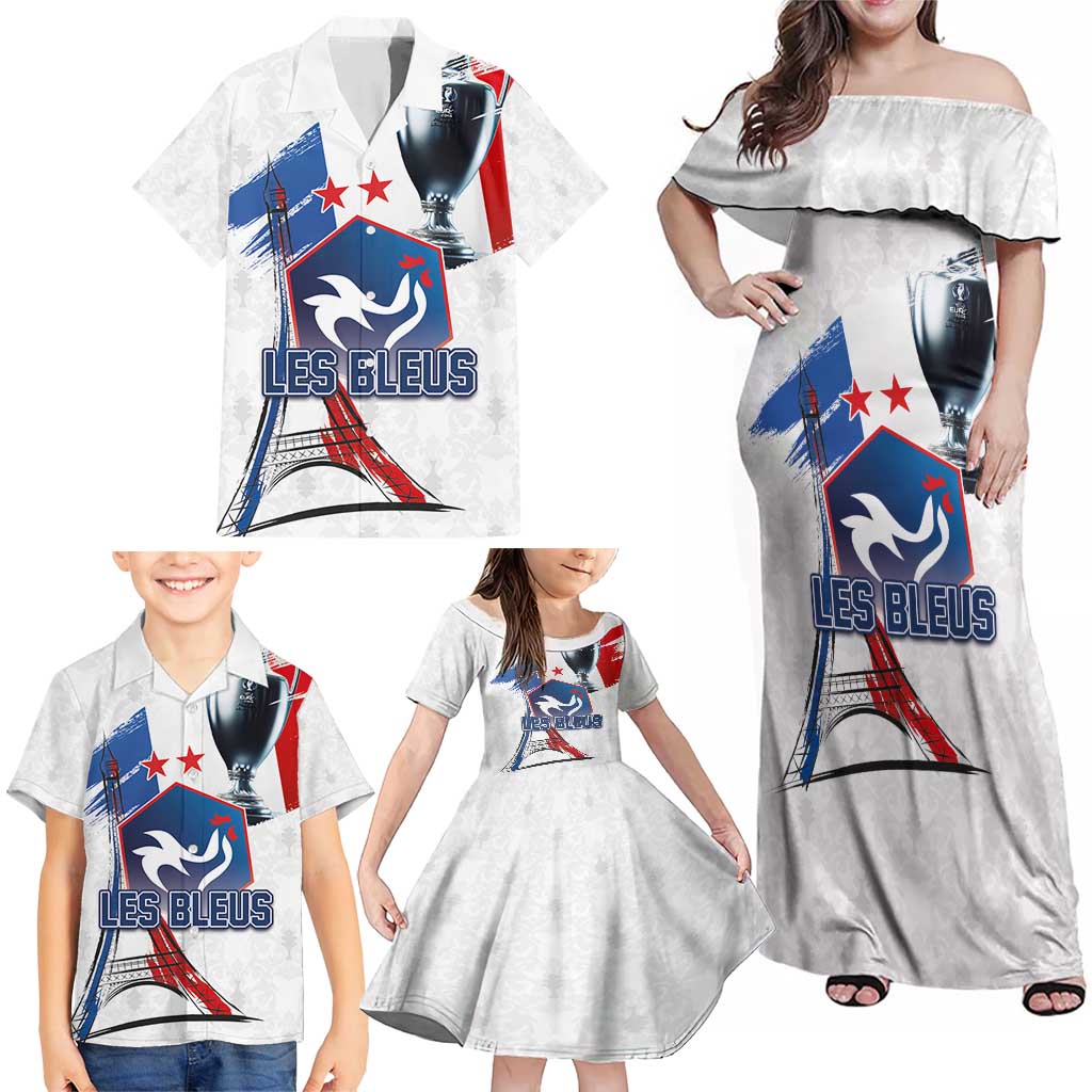 Custom Le Blues Football 2024 Road To The Champion Family Matching Off Shoulder Maxi Dress and Hawaiian Shirt - Wonder Print Shop