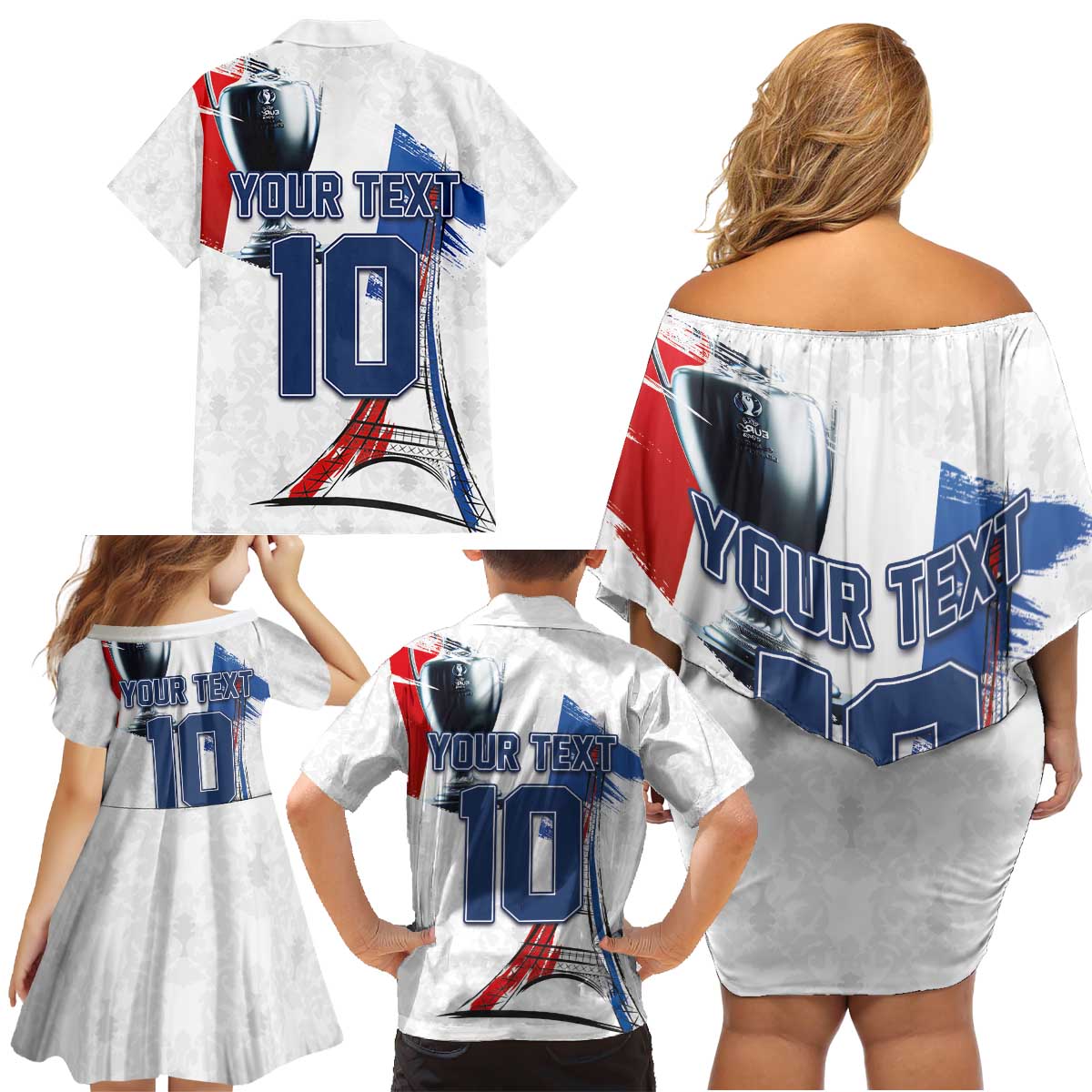 Custom Le Blues Football 2024 Road To The Champion Family Matching Off Shoulder Short Dress and Hawaiian Shirt - Wonder Print Shop
