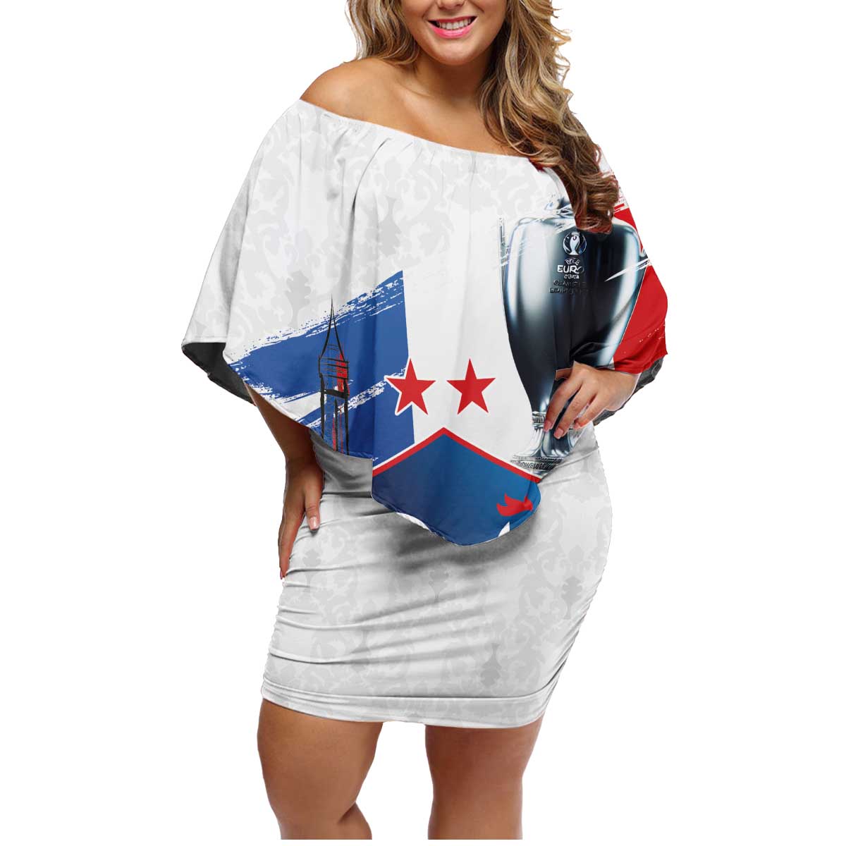 Custom Le Blues Football 2024 Road To The Champion Family Matching Off Shoulder Short Dress and Hawaiian Shirt - Wonder Print Shop