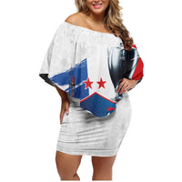 Custom Le Blues Football 2024 Road To The Champion Family Matching Off Shoulder Short Dress and Hawaiian Shirt - Wonder Print Shop