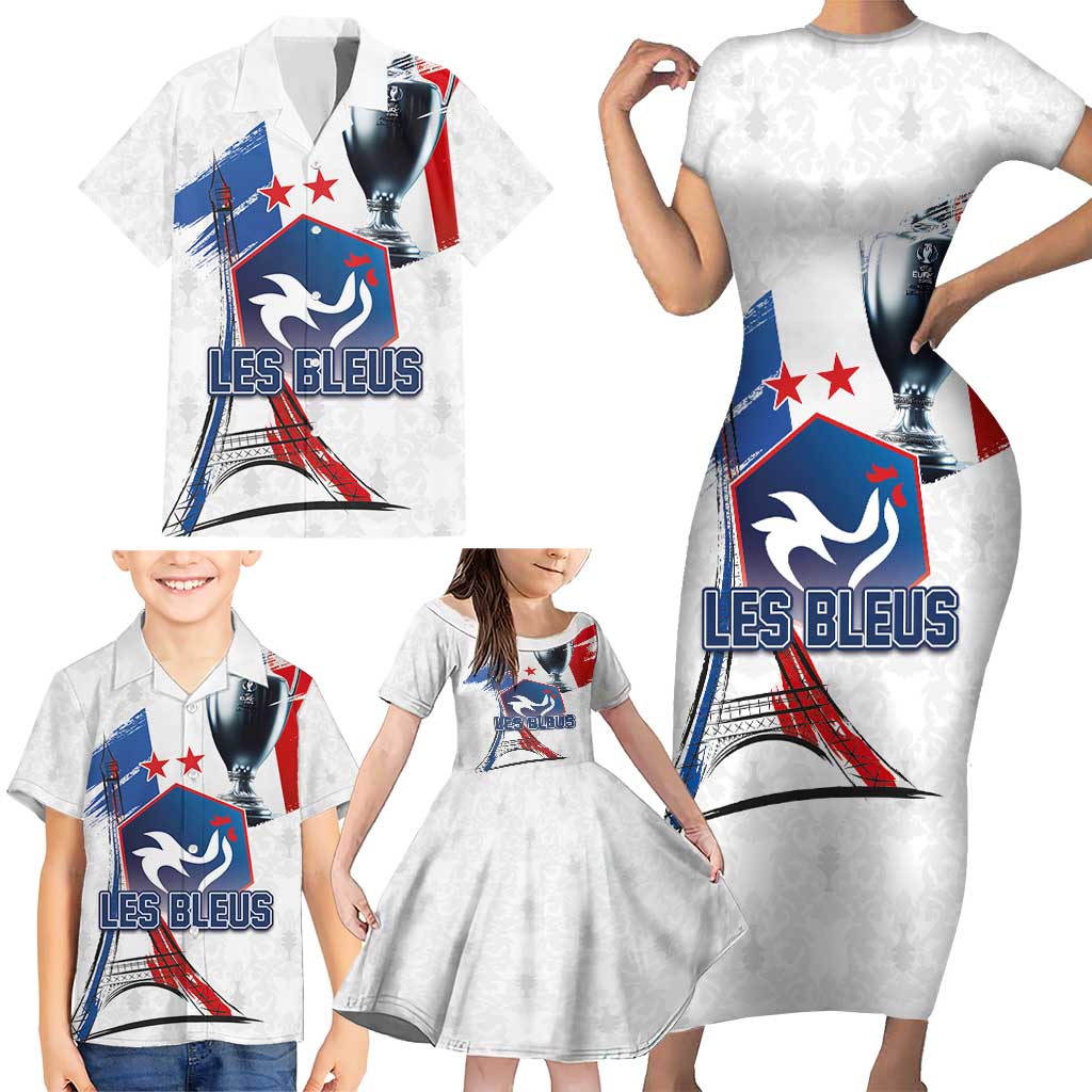 Custom Le Blues Football 2024 Road To The Champion Family Matching Short Sleeve Bodycon Dress and Hawaiian Shirt - Wonder Print Shop