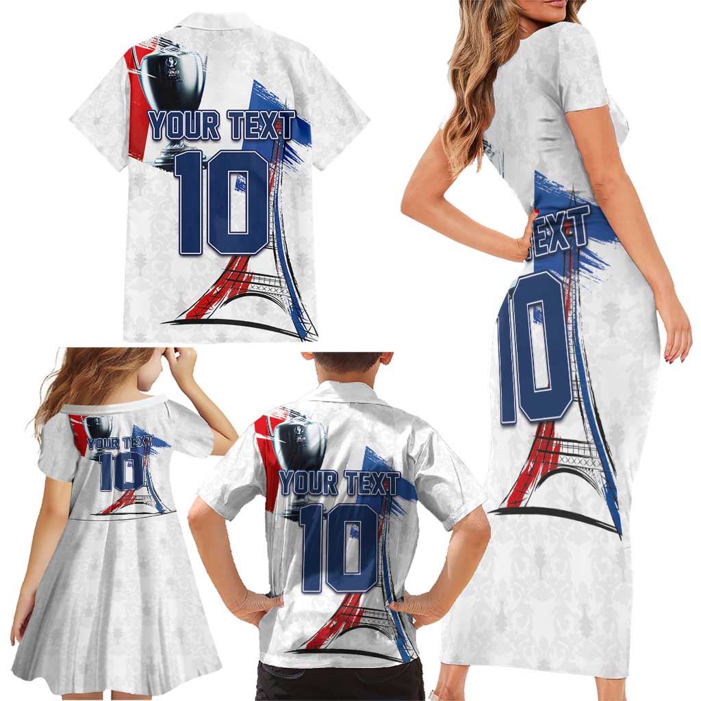 Custom Le Blues Football 2024 Road To The Champion Family Matching Short Sleeve Bodycon Dress and Hawaiian Shirt - Wonder Print Shop