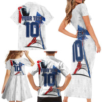 Custom Le Blues Football 2024 Road To The Champion Family Matching Short Sleeve Bodycon Dress and Hawaiian Shirt - Wonder Print Shop