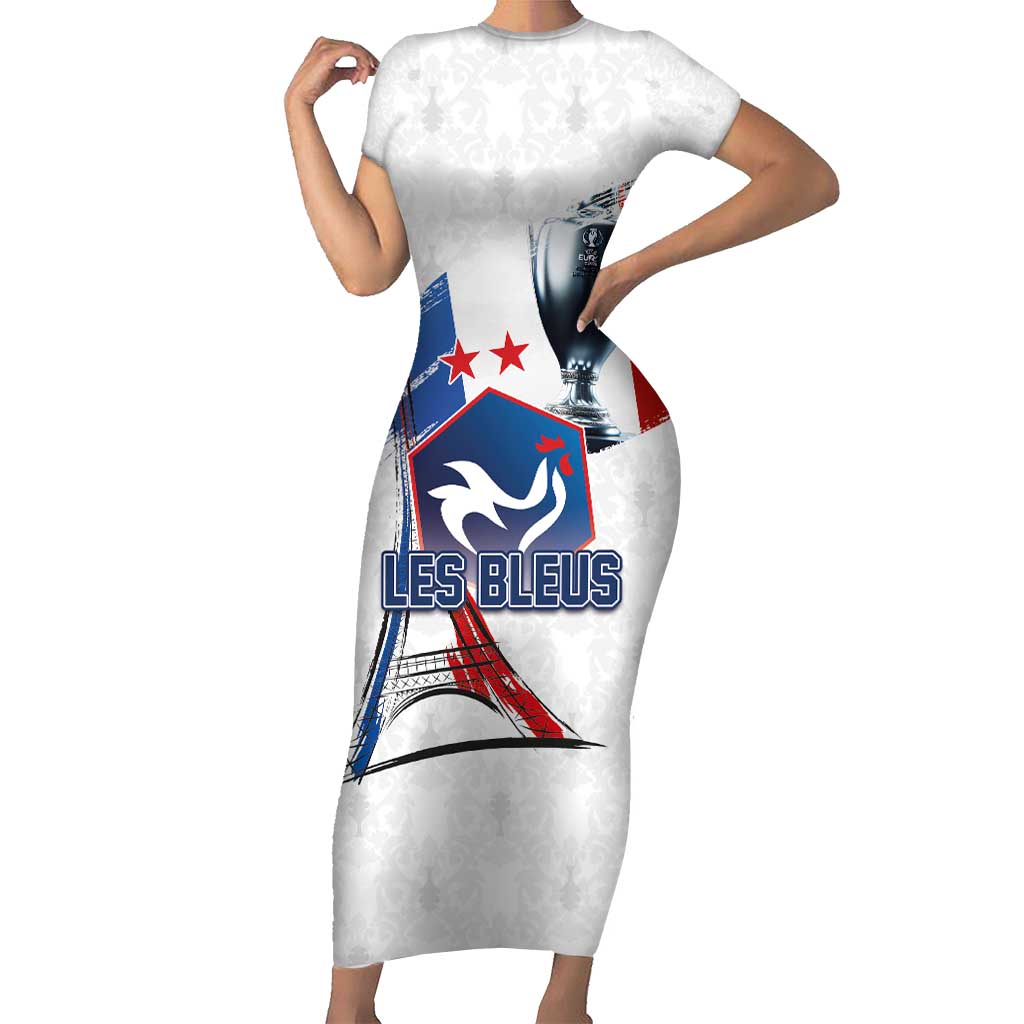 Custom Le Blues Football 2024 Road To The Champion Family Matching Short Sleeve Bodycon Dress and Hawaiian Shirt - Wonder Print Shop