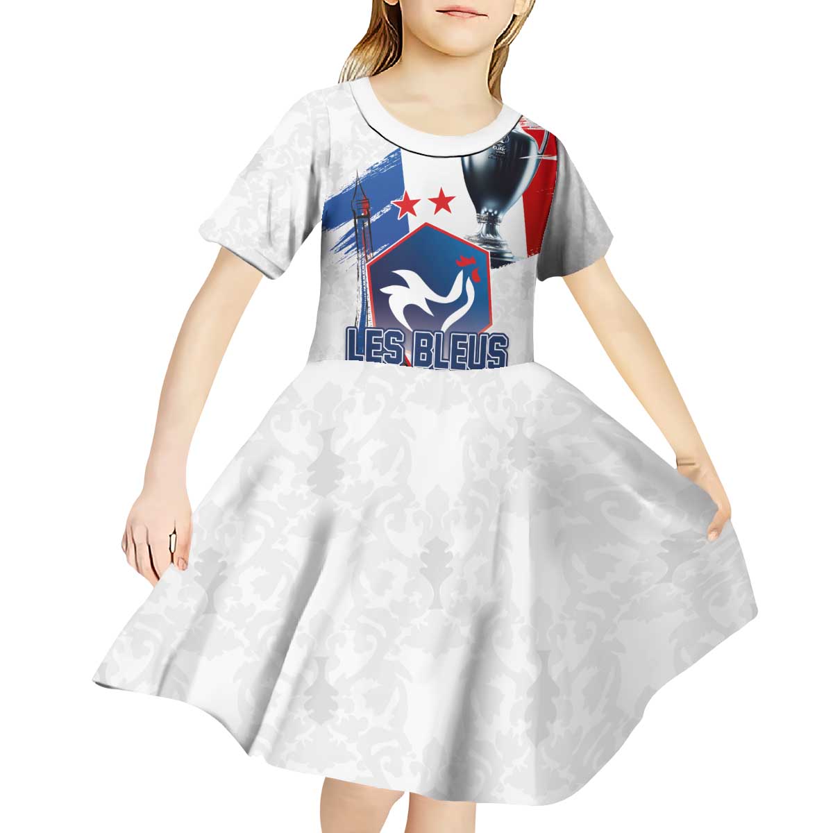 Custom Le Blues Football 2024 Road To The Champion Kid Short Sleeve Dress - Wonder Print Shop