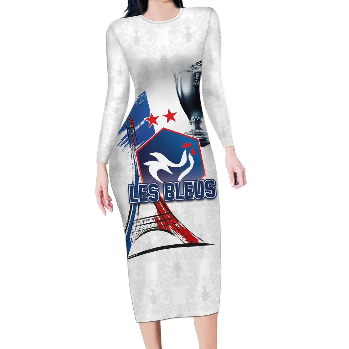 Custom Le Blues Football 2024 Road To The Champion Long Sleeve Bodycon Dress - Wonder Print Shop