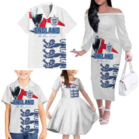 Custom England Football 2024 Road To The Champion Family Matching Off The Shoulder Long Sleeve Dress and Hawaiian Shirt - Wonder Print Shop