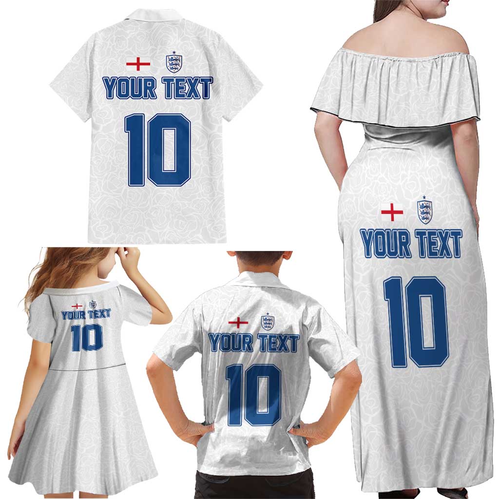 Custom England Football 2024 Road To The Champion Family Matching Off Shoulder Maxi Dress and Hawaiian Shirt - Wonder Print Shop
