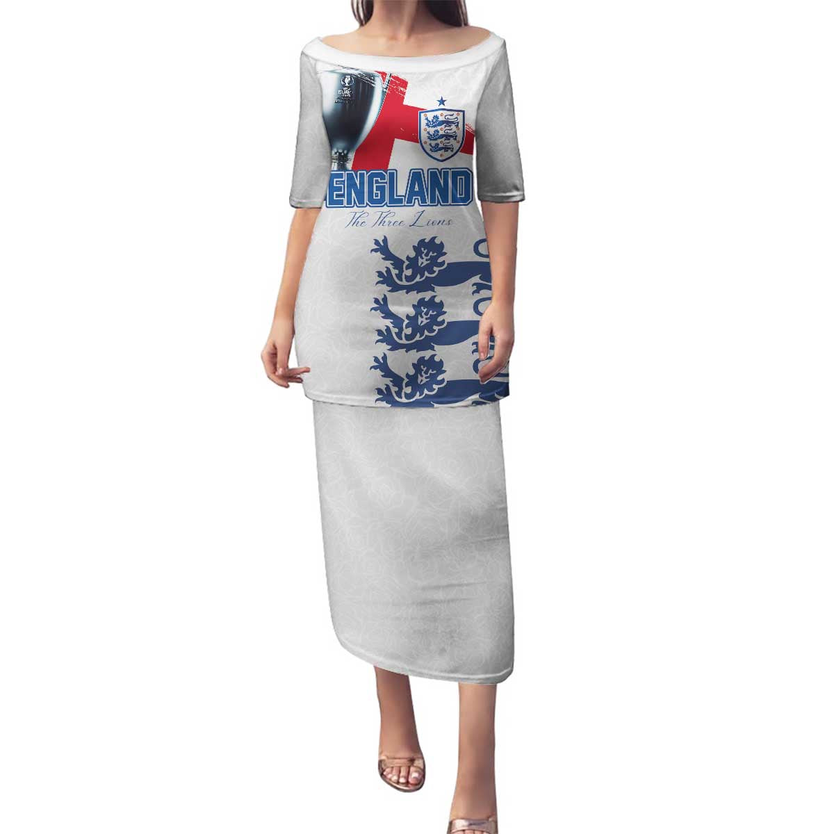 Custom England Football 2024 Road To The Champion Family Matching Puletasi and Hawaiian Shirt - Wonder Print Shop