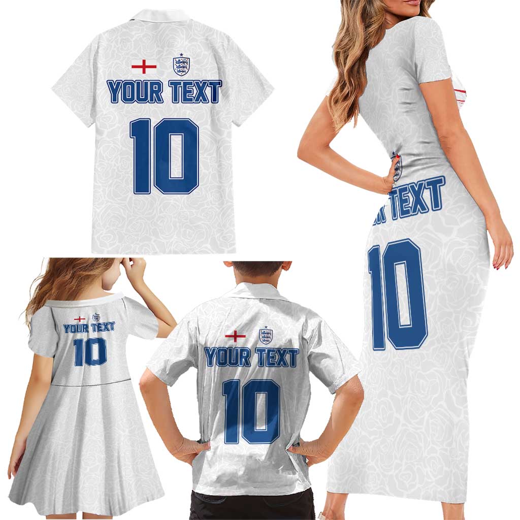 Custom England Football 2024 Road To The Champion Family Matching Short Sleeve Bodycon Dress and Hawaiian Shirt - Wonder Print Shop