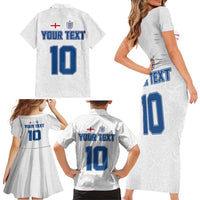 Custom England Football 2024 Road To The Champion Family Matching Short Sleeve Bodycon Dress and Hawaiian Shirt - Wonder Print Shop