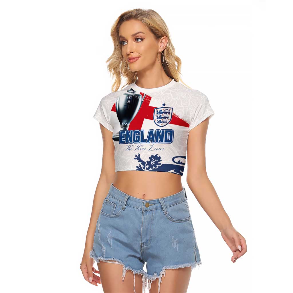 Custom England Football 2024 Road To The Champion Raglan Cropped T Shirt - Wonder Print Shop