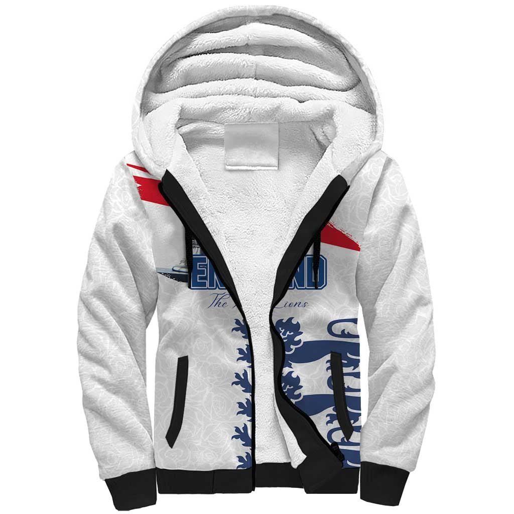 Custom England Football 2024 Road To The Champion Sherpa Hoodie - Wonder Print Shop