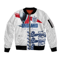 Custom England Football 2024 Road To The Champion Sleeve Zip Bomber Jacket - Wonder Print Shop