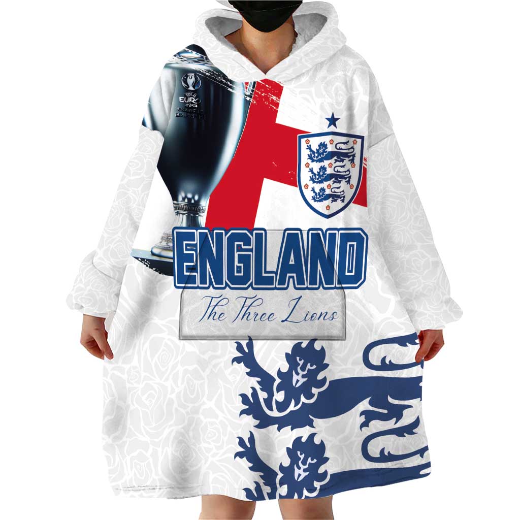 Custom England Football 2024 Road To The Champion Wearable Blanket Hoodie - Wonder Print Shop