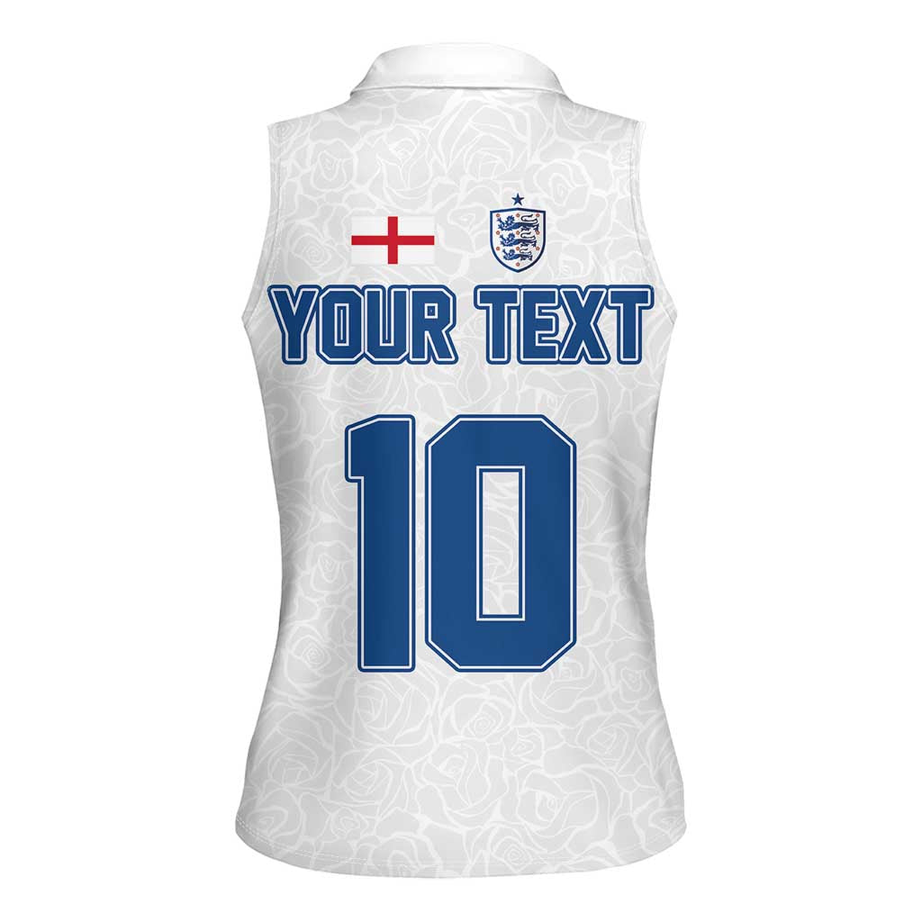 Custom England Football 2024 Road To The Champion Women Sleeveless Polo Shirt - Wonder Print Shop