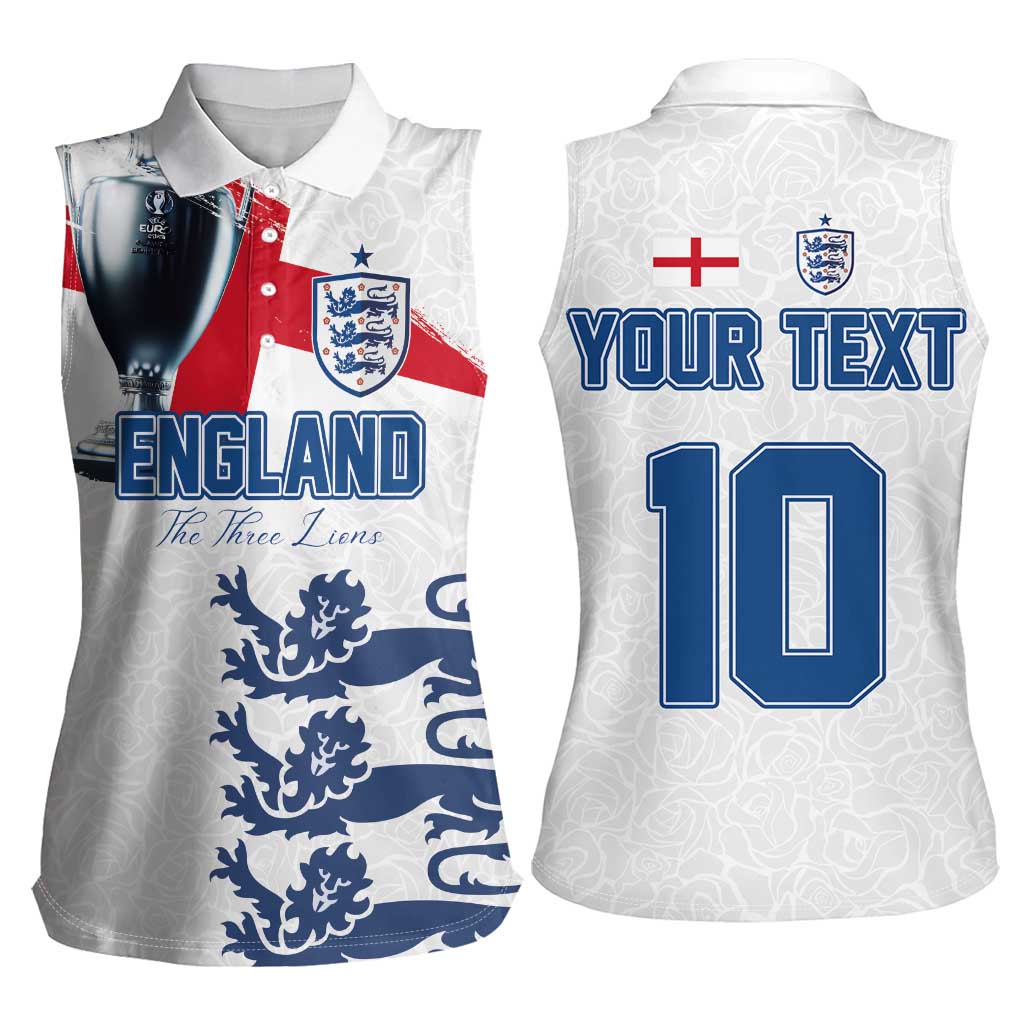 Custom England Football 2024 Road To The Champion Women Sleeveless Polo Shirt - Wonder Print Shop