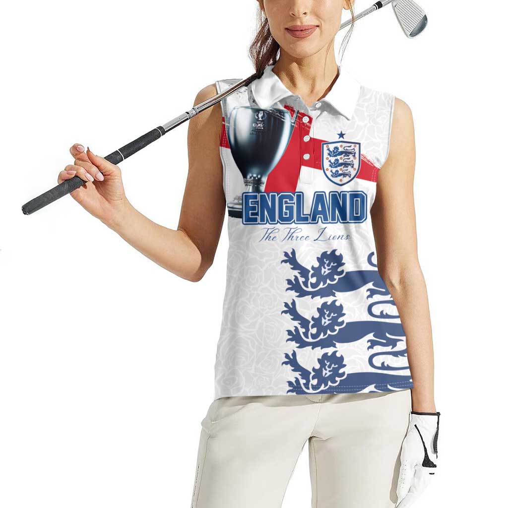 Custom England Football 2024 Road To The Champion Women Sleeveless Polo Shirt - Wonder Print Shop