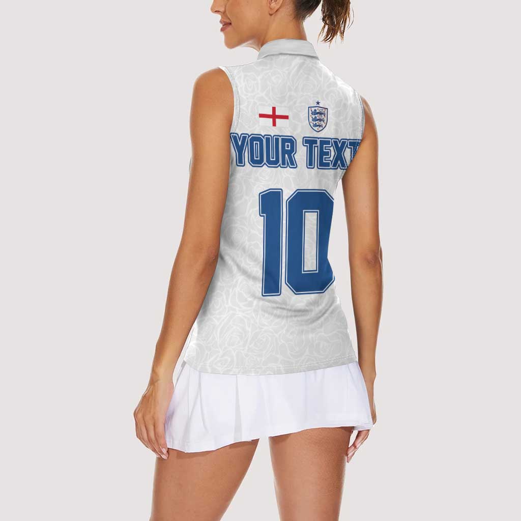 Custom England Football 2024 Road To The Champion Women Sleeveless Polo Shirt - Wonder Print Shop